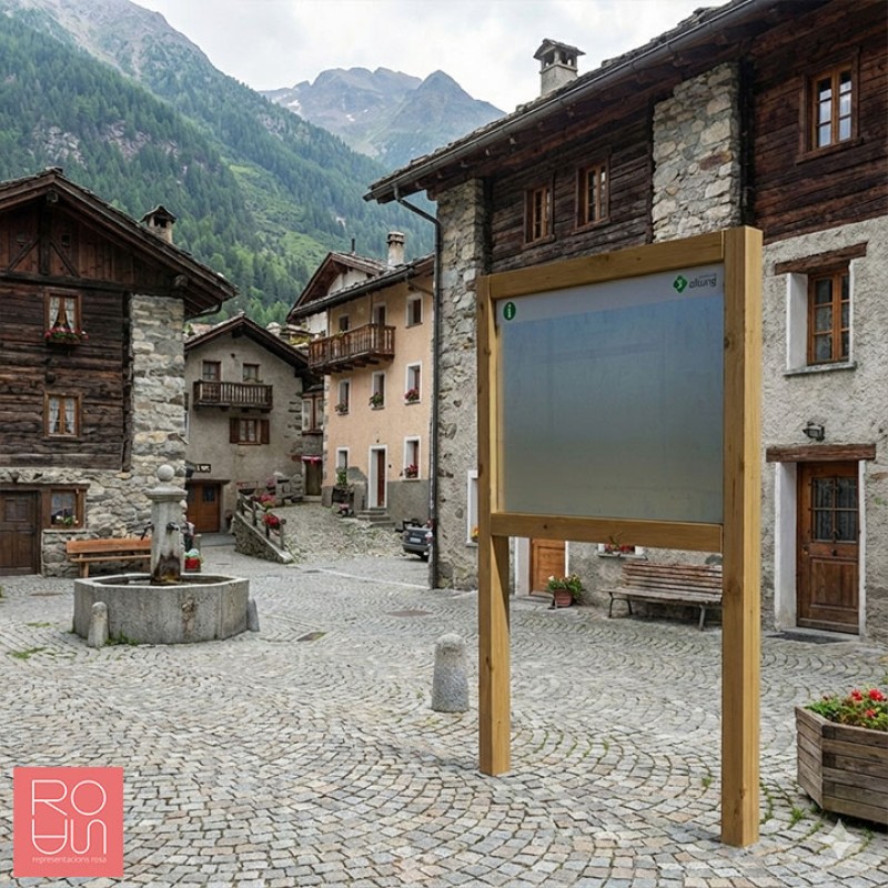 Panell d'anunci lliure amb estructura de fusta model EIN